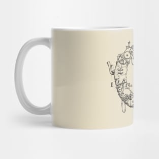 Steampunk Moon (Black lineart) Mug